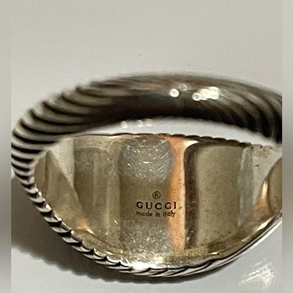 Gucci Silver Double GG Marmont Pinky Ring - Picture 3 of 8